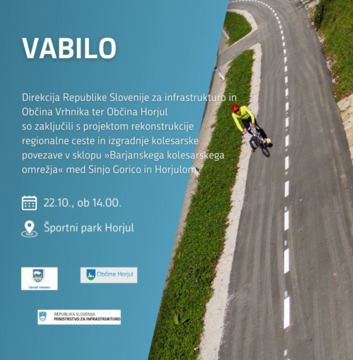 Vabilo otvoritev kolesarske steze